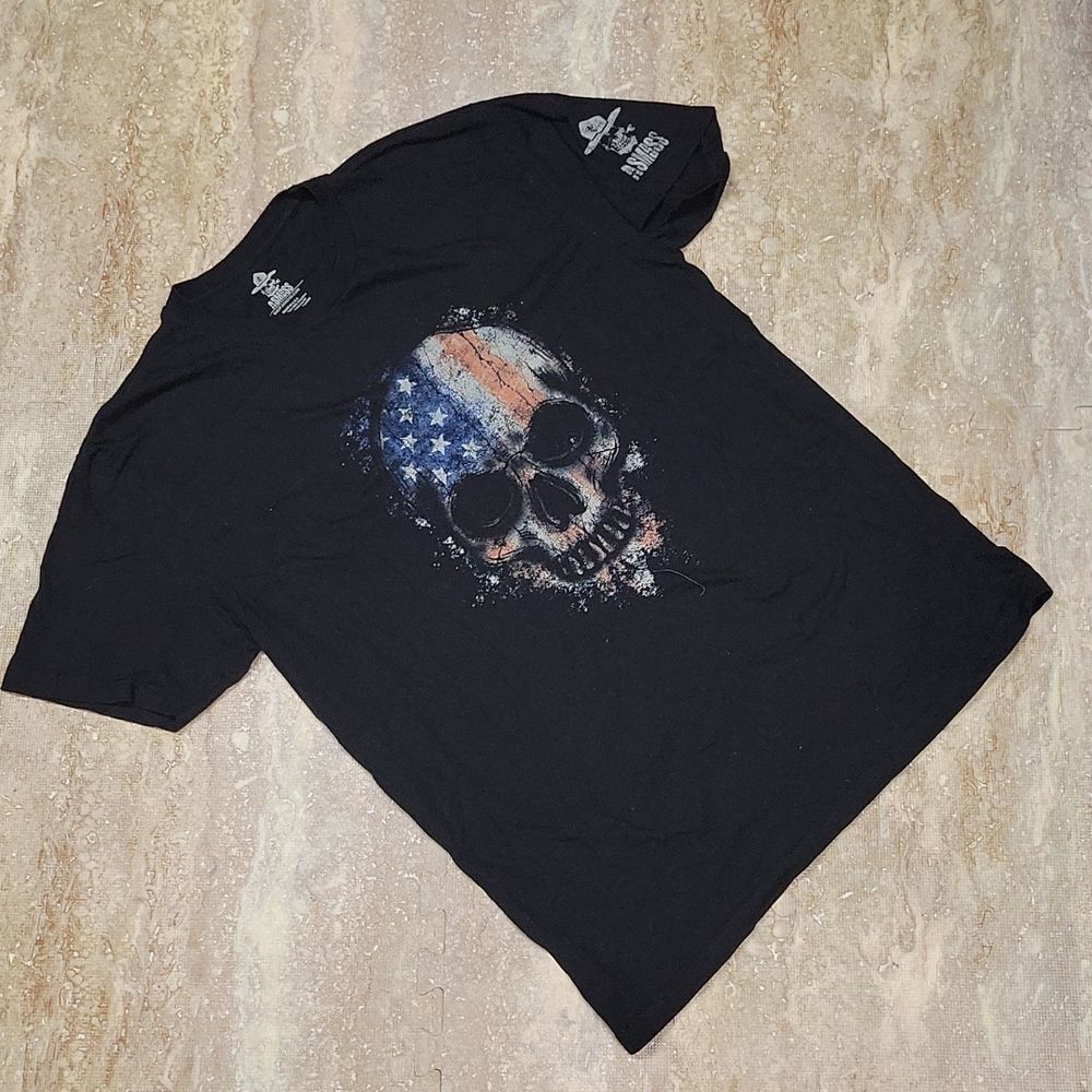 ASMDSS MENS SKULL FLAG TEE SIZE LARGE
